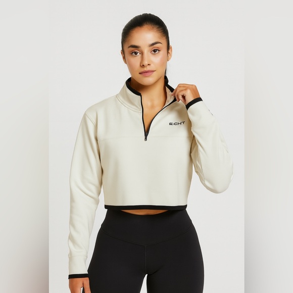 ECHT Tops - Echt White and Black Cropped Half-Zip Pullover-NWOT